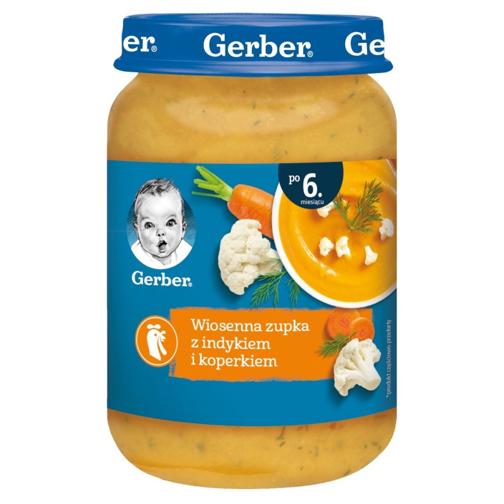 Gerber Jarní polévka s krůtím masem a koprem pro miminka po 6 měsících 190 g