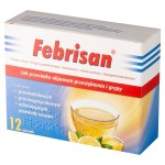 Febrisan 750 mg + 60 mg + 10 mg Medicinale al gusto di limone contro i sintomi del raffreddore e dell'influenza 12 unità