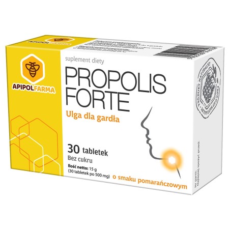 Propolis Forte tabletki do ssania o smaku pomarańczowym 30 tabletek bez cukru