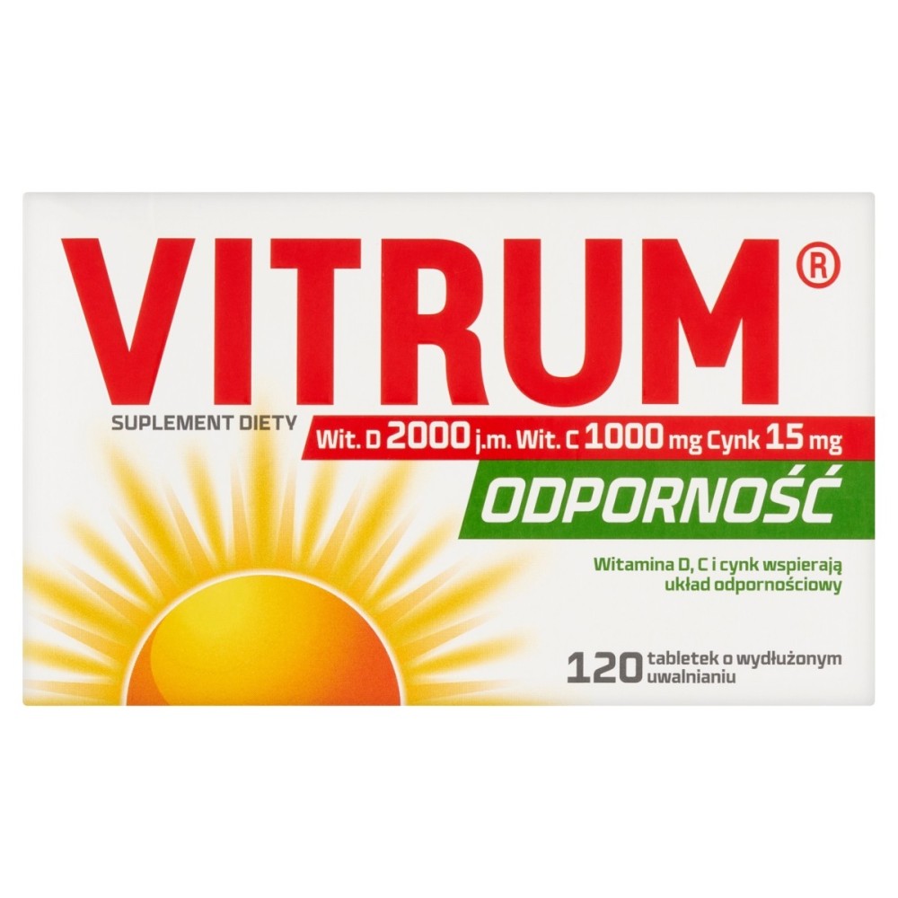 Vitrum Immunité Complément alimentaire D 2000 UI C 1000 mg zinc 15 mg 120 pièces