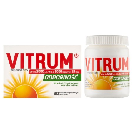 Vitrum Immunity Dietary supplement D₃ 2000 IU C 1000 mg zinc 15 mg 30 pieces