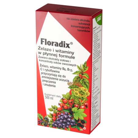 Floradix Iron and vitamins in liquid formula dietary supplement 500 ml