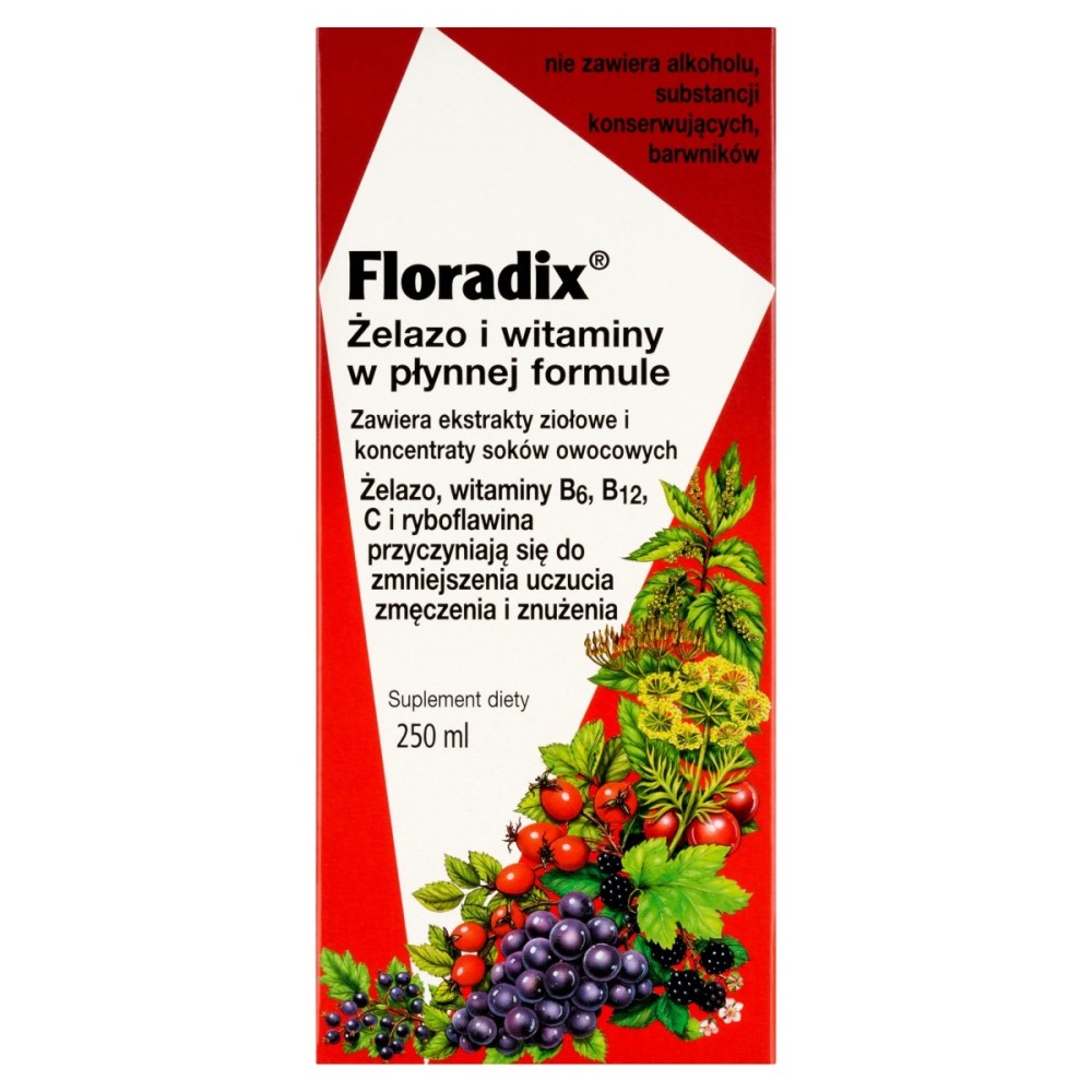Floradix Iron and vitamins in liquid formula dietary supplement 250 ml