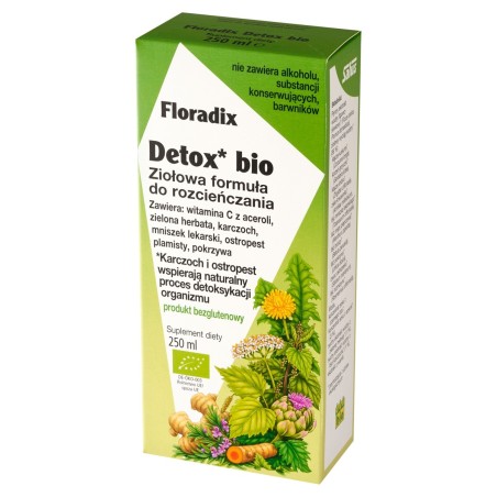 Floradix Detox bio ziołowa formuła do rozcieńczania suplement diety 250 ml