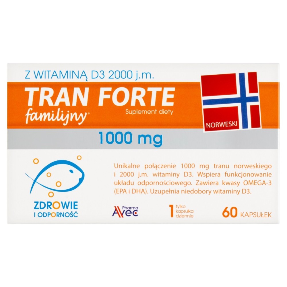 Tran familijny Suplement diety forte 1000 mg 60 sztuk