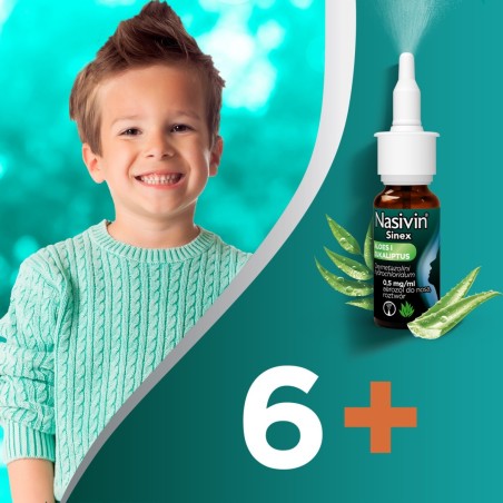 Nasivin Sinex Aloe and Eucalyptus nasal spray for blocked nose, runny nose, 15 ml