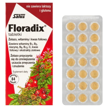 Floradix Nahrungsergänzungsmittel Eisen, Vitamine und Folsäure 38,6 g (84 Stück)