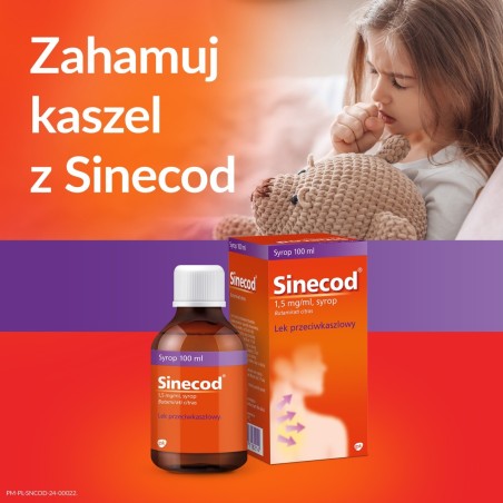 Sinecod 1.5 mg/ml Antitussive syrup 100 ml
