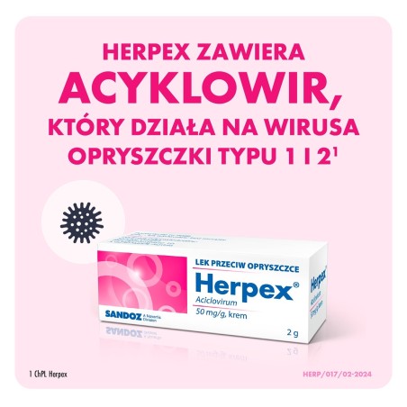 Herpex Cream anti-herpes drug 50 mg/g 2 g