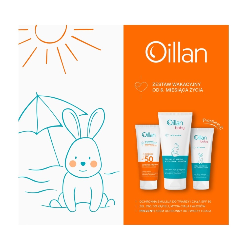 Holiday set Oillan Protective emulsion with SPF50 100ml + 3-in-1 washing gel 200ml + Cream 75ml