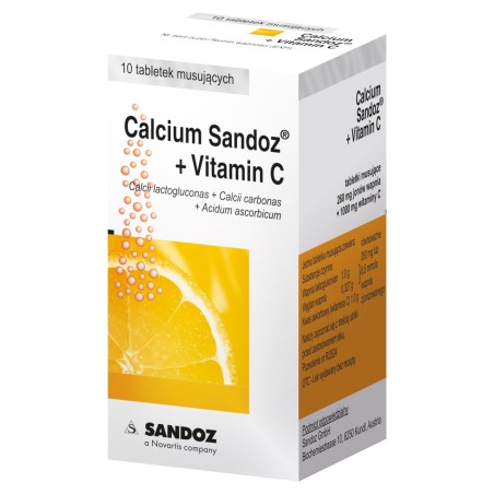 Calcium Sandoz +Vitamin C 260 mg + 1000 mg Tabletki musujące 10 sztuk