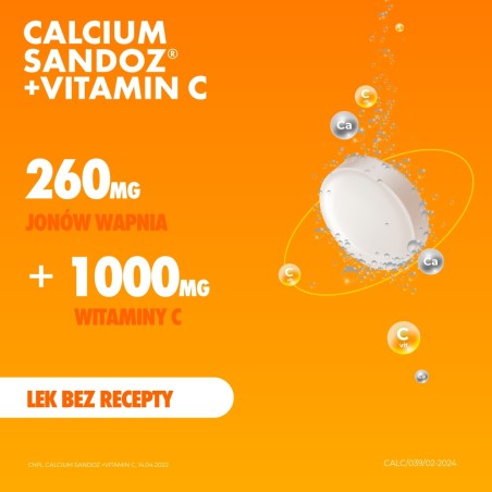 Calcium Sandoz + vitamín C 260 mg + 1000 mg šumivé tablety 10 kusů