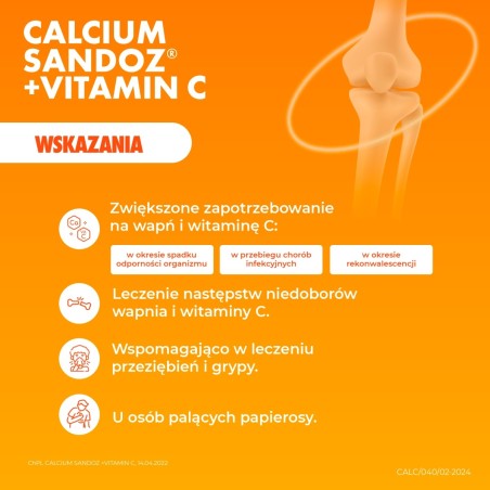 Calcium Sandoz +Vitamin C 260 mg + 1000 mg Effervescent tablets 10 pieces