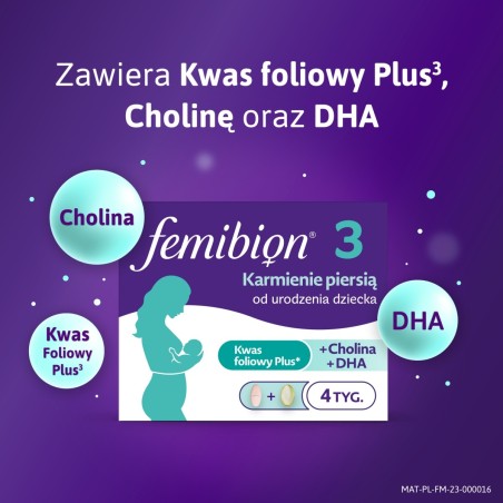 Femibion® 3 Karmienie Piersią, Cholina, DHA, Kwas Foliowy Plus3