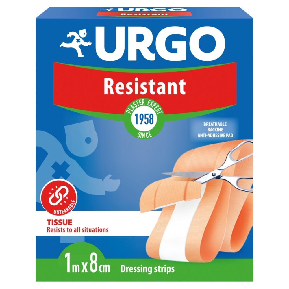 Urgo Resistant, opatr., 1 m x 8 cm, 1 szt