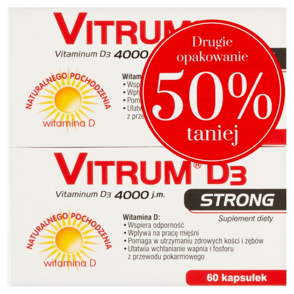 Vitrum Strong Dietary Supplement D₃ 4000 IU. 2 x 60 pieces