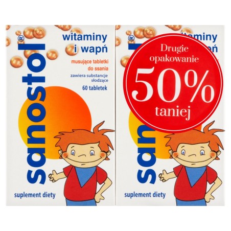 Sanostol Suplement diety witaminy i wapń 2 x 72 g (2 x 60 sztuk)