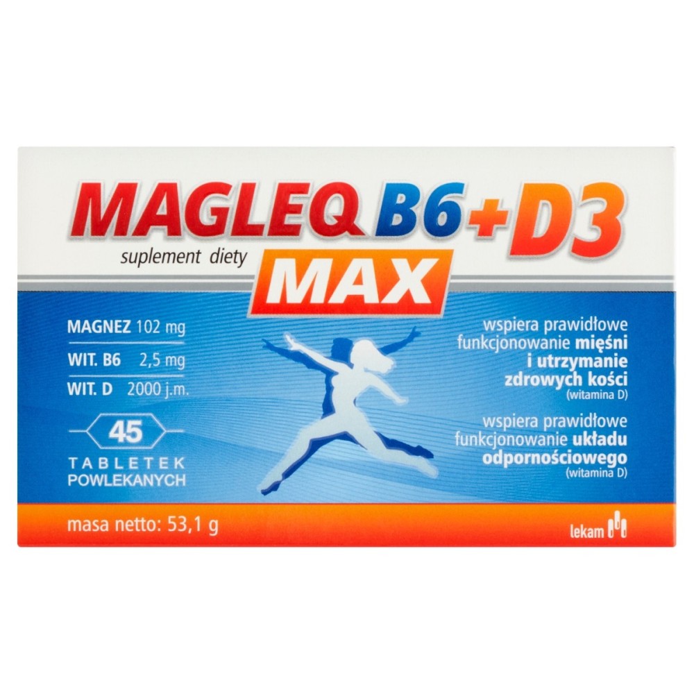 Magleq 102 mg 2,5 mg 2000 j.m. B6+D3 Max Suplement diety 53,1 g