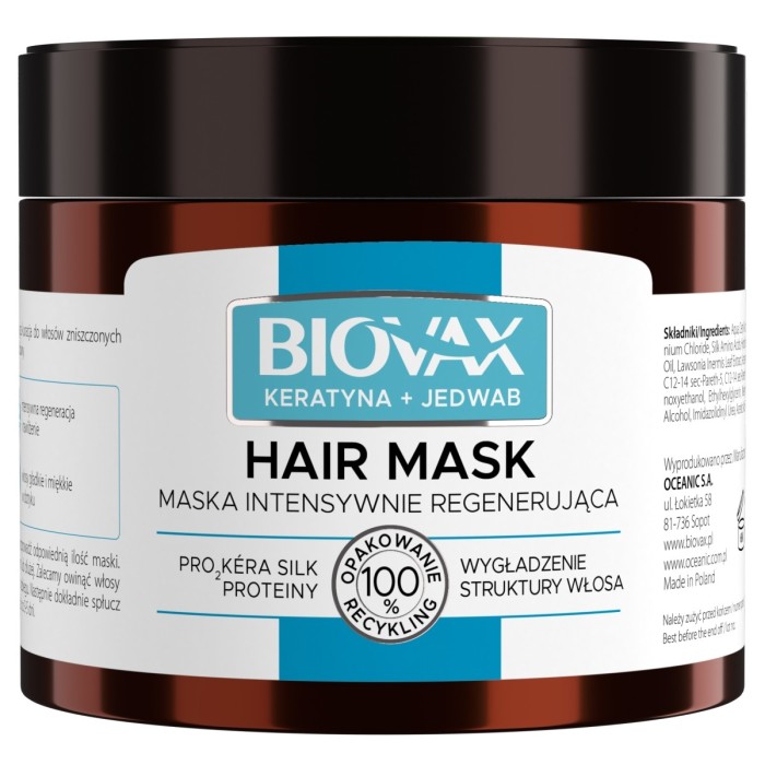 Biovax Keratin + seda para cabello seco y encrespado - mascarilla 250 ml