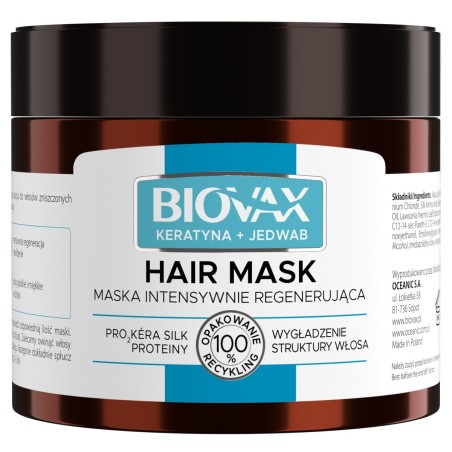 Biovax Kératine + soie pour cheveux secs et crépus - masque 250 ml