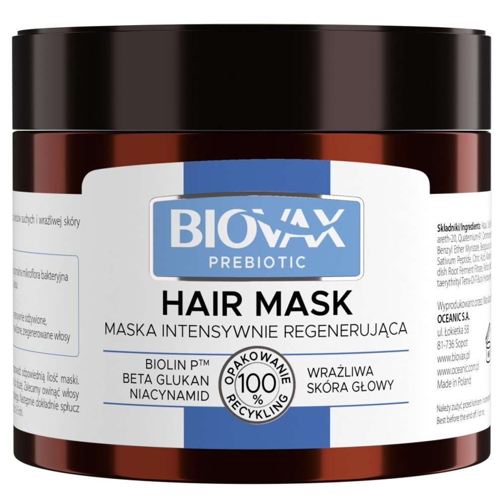 Biovax Prebiotic masque régénérant intensément pour cuir chevelu sensible 250 ml