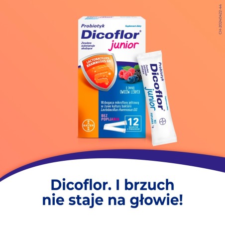 Dicoflor Junior Integratore alimentare probiotico al gusto frutti di bosco 12 g (12 x 1 g)