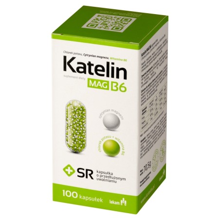 Katelin Mag B6+SR Suplement diety kapsułka o przedłużonym uwalnianiu 70,5 g (100 sztuk)