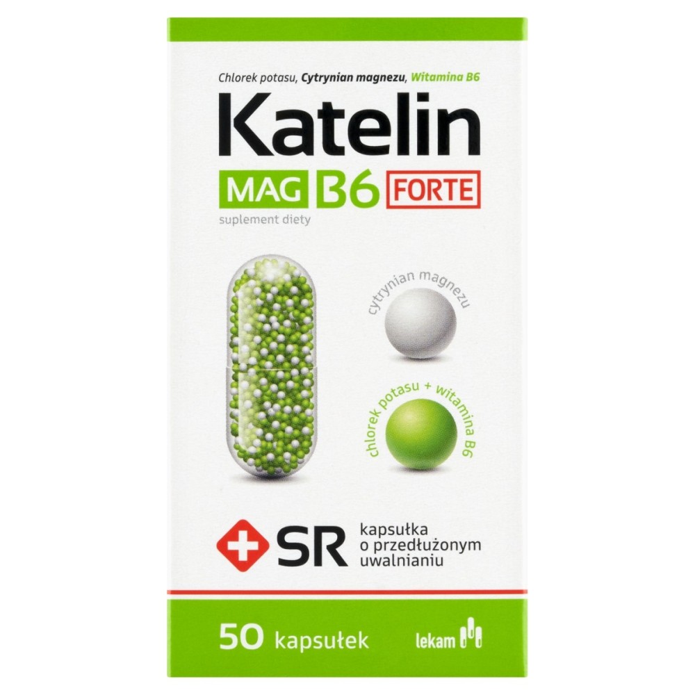 Katelin Mag B6 Forte+SR Suplement diety kapsułka o przedłużonym uwalnianiu 42,5 g (50 sztuk)