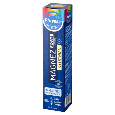 Plusssz Suplement diety magnez forte 375 mg cytrynian 96 g (24 x 4 g)