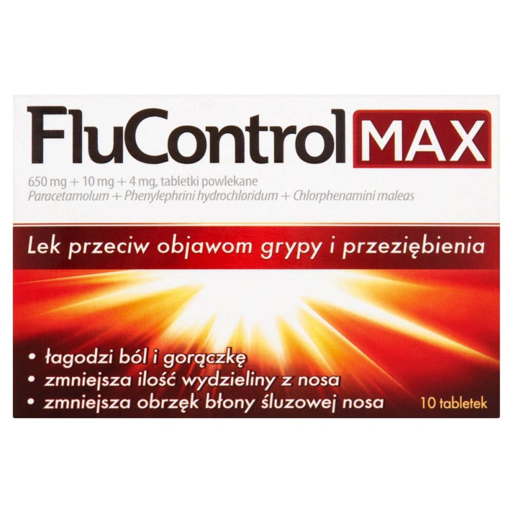 FluControl Max Médicament contre les symptômes de la grippe et du rhume 10 pièces