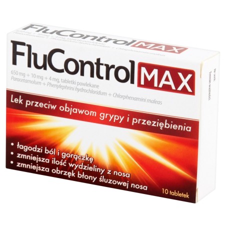 FluControl Max Médicament contre les symptômes de la grippe et du rhume 10 pièces