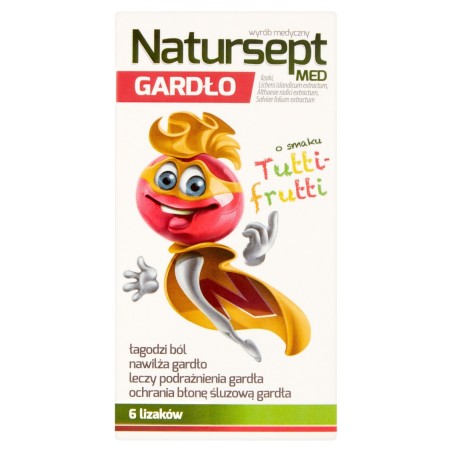 Natursept Med Gardło Tutti-frutti flavored lollipops 48 g (6 x 8 g)