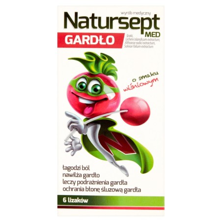 Natursept Med Gardło Cherry flavored lollipops 48 g (6 x 8 g)