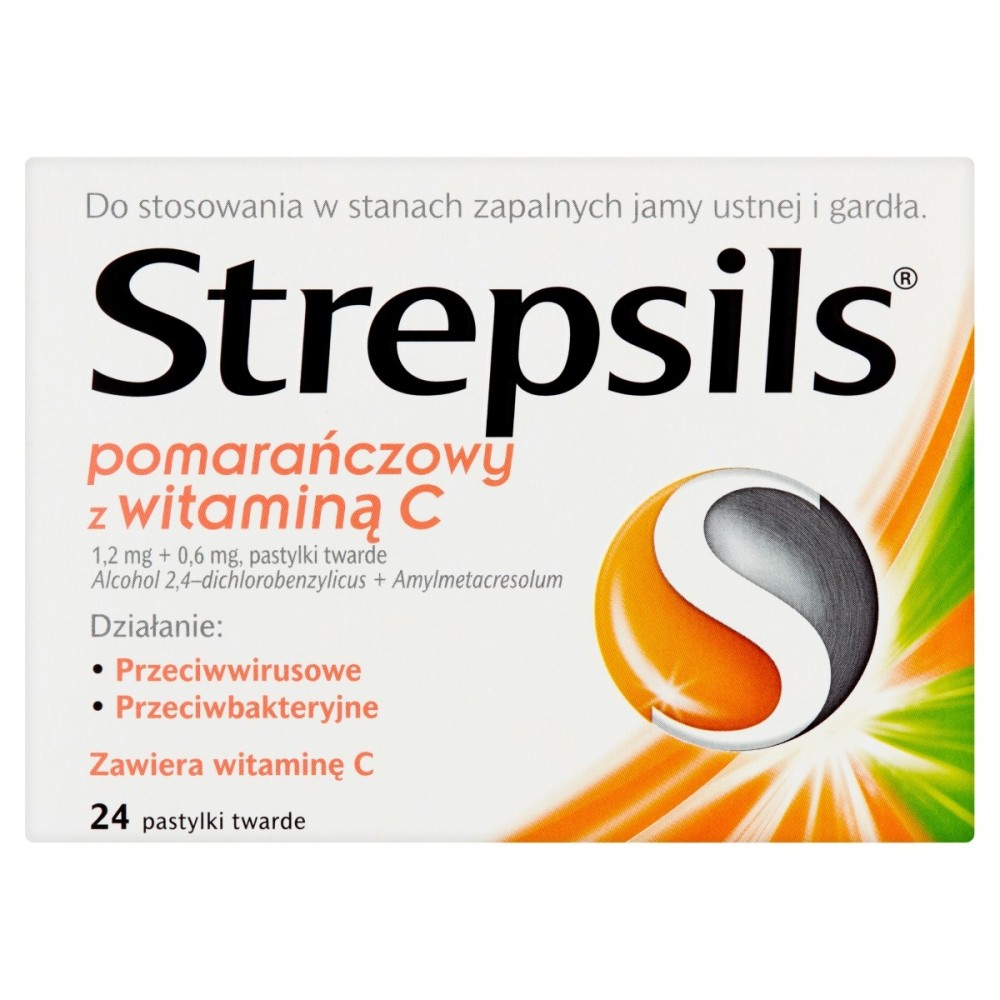 Strepsils Orange mit Vitamin C Harttabletten, 24 Stück