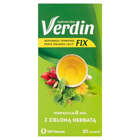 Verdin Fix Complément alimentaire composition de 6 herbes au thé vert 36 g (20 x 1,8 g)