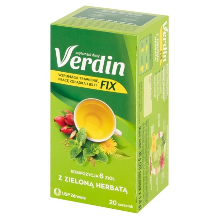 Verdin Fix Nahrungsergänzungsmittelkomposition aus 6 Kräutern mit grünem Tee 36 g (20 x 1,8 g)
