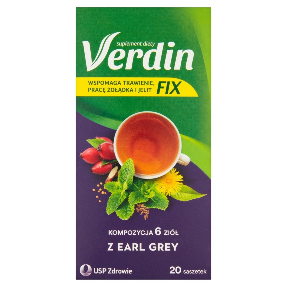 Verdin Fix Dietary supplement composition of 6 herbs with earl gray 36 g (20 x 1.8 g)