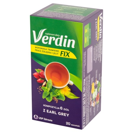 Verdin Fix Dietary supplement composition of 6 herbs with earl gray 36 g (20 x 1.8 g)