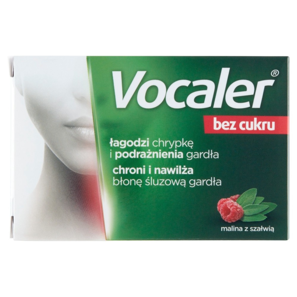 Vocaler Raspberry and sage lozenges without sugar, 12 pieces