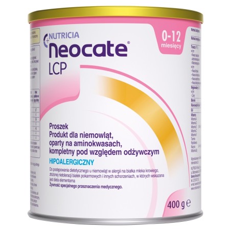 Nutricia Neocate LCP Żywność specjalnego przeznaczenia medycznego 400 g