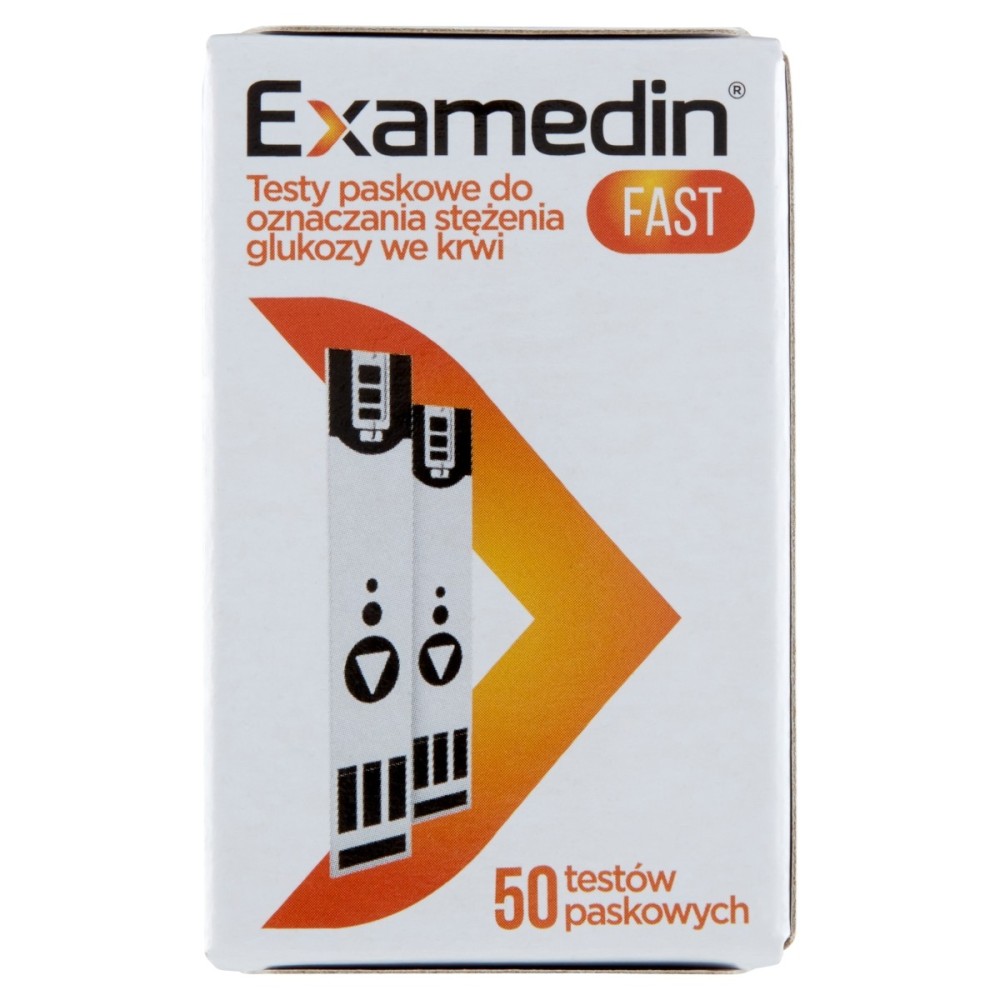 Rychlé testovací proužky Examedin pro stanovení koncentrace glukózy v krvi, 50 kusů