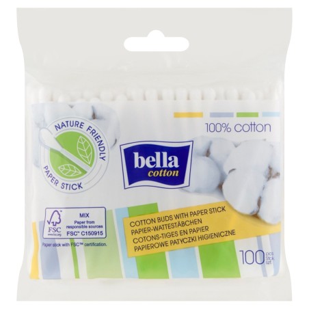 Bella Cotton Paper bastoncillos de algodón 100 piezas