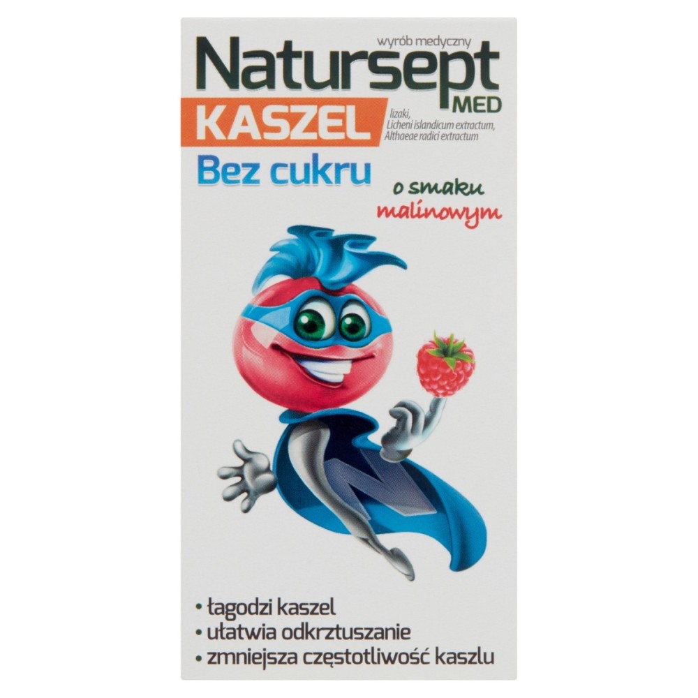 Natursept Med Cough Medical device sugar-free lollipops with raspberry flavor 48 g (6 x 8 g)