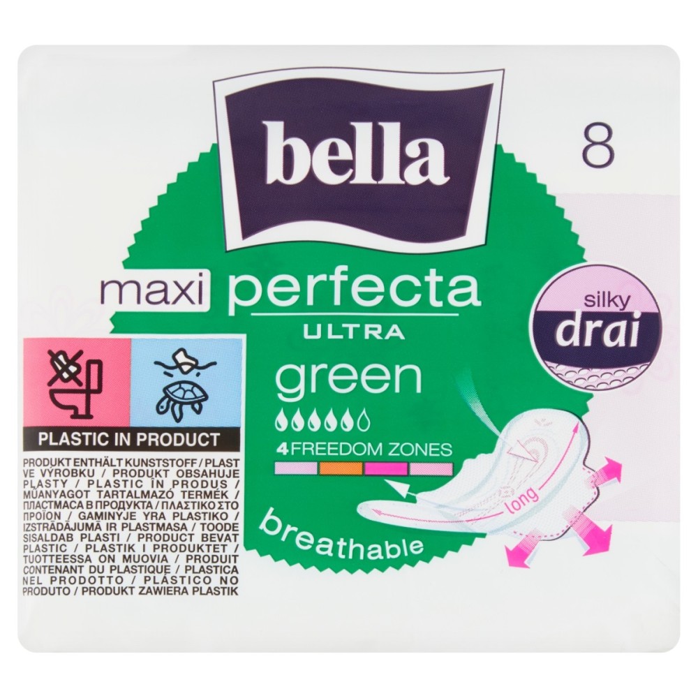 Bella Perfecta Ultra Maxi Green Silky Drai Sanitary napkins 8 pieces
