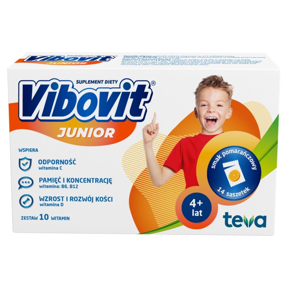Vibovit Junior Suplemento dietético, sabor a naranja, 28 g (14 piezas)