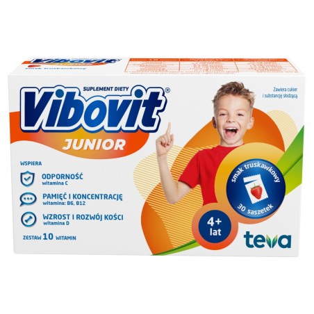 Vibovit Junior Suplemento dietético, sabor fresa, 60 g (30 piezas)