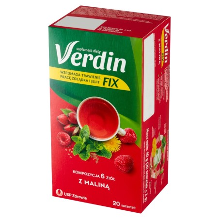 Verdin Fix Complément alimentaire composition de 6 herbes à la framboise 40 g (20 x 2 g)