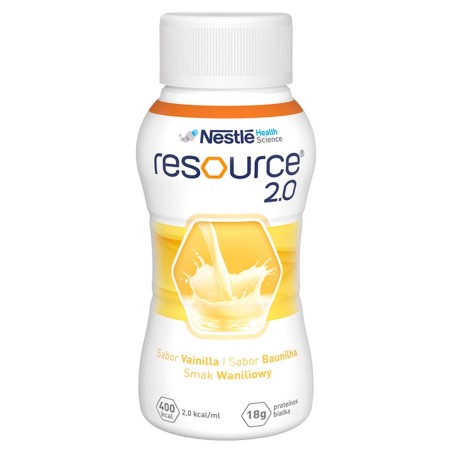 Nestlé Resource 2.0 Flüssiges Nahrungspräparat, Vanillegeschmack, 800 ml (4 x 200 ml)
