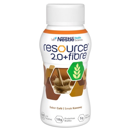 Nestlé Resource 2.0+Fiber Préparation nutritionnelle liquide, saveur café, 800 ml (4 x 200 ml)