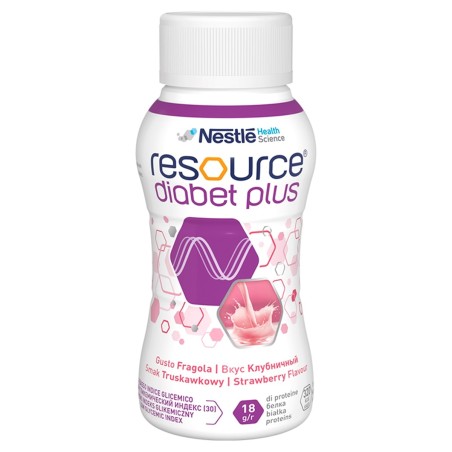 Nestlé Resource Diabet Plus Integratore alimentare liquido, gusto fragola, 800 ml (4 x 200 ml)
